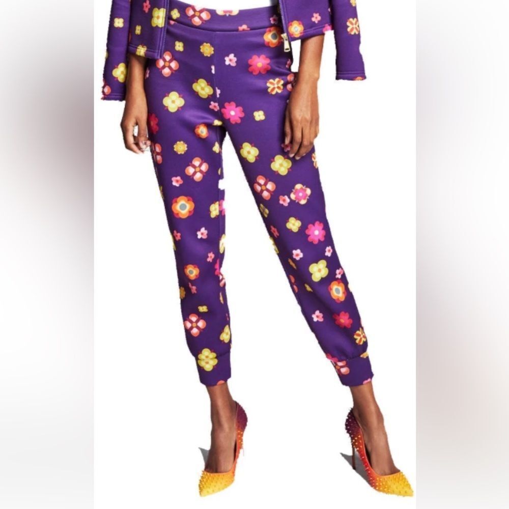 Misa Hylton for INC Floral Print Jogger Pants Camilia Blooms Purple Size XXL